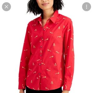 Petite Charter Club Fox Button Down Shirt!